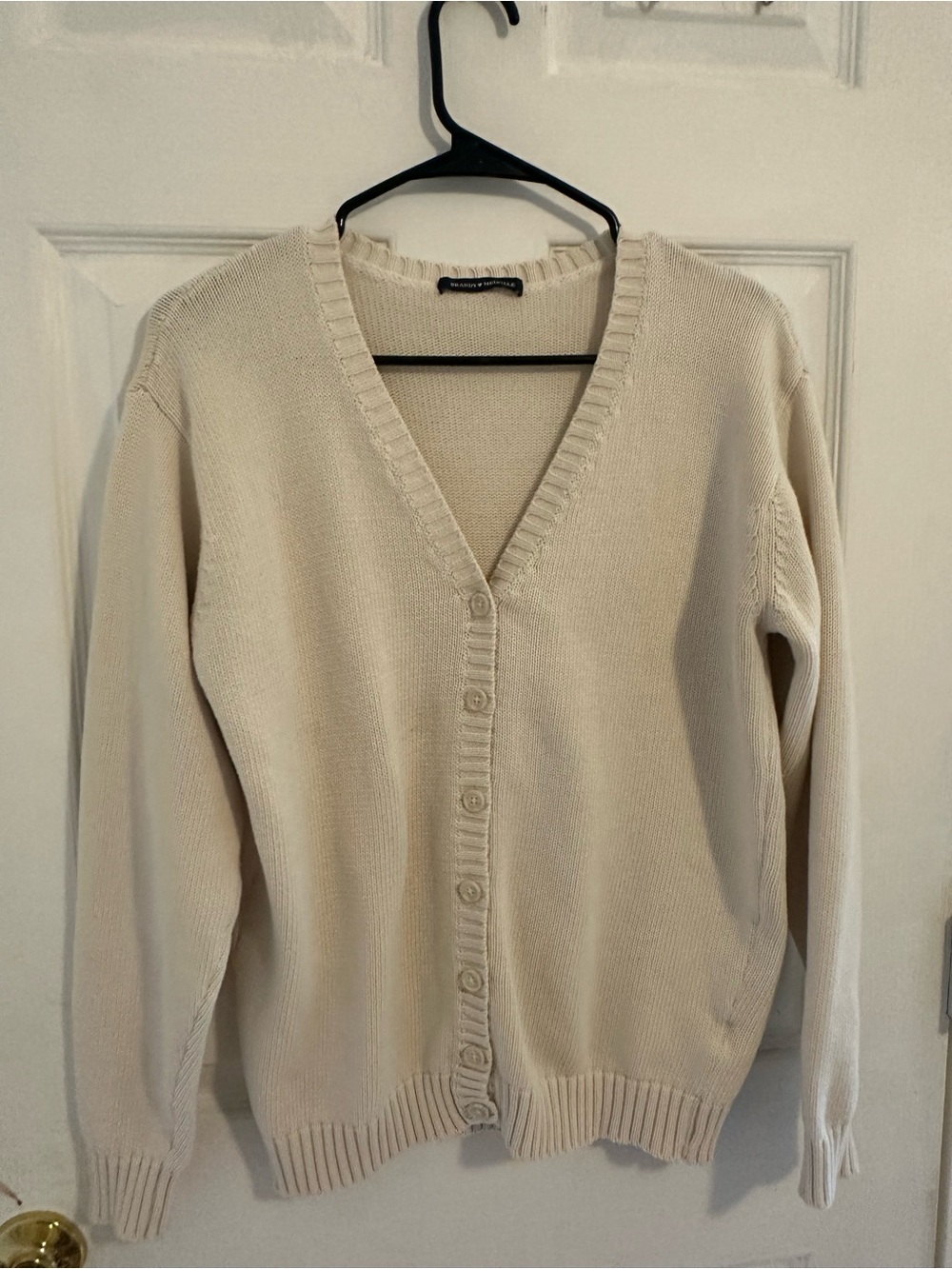 Brandy Melville Cream V-Neck Knit Sweater